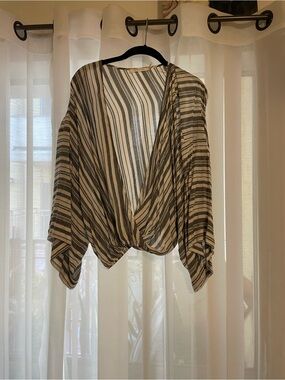 Mustard Seed Blue White Striped Blouse